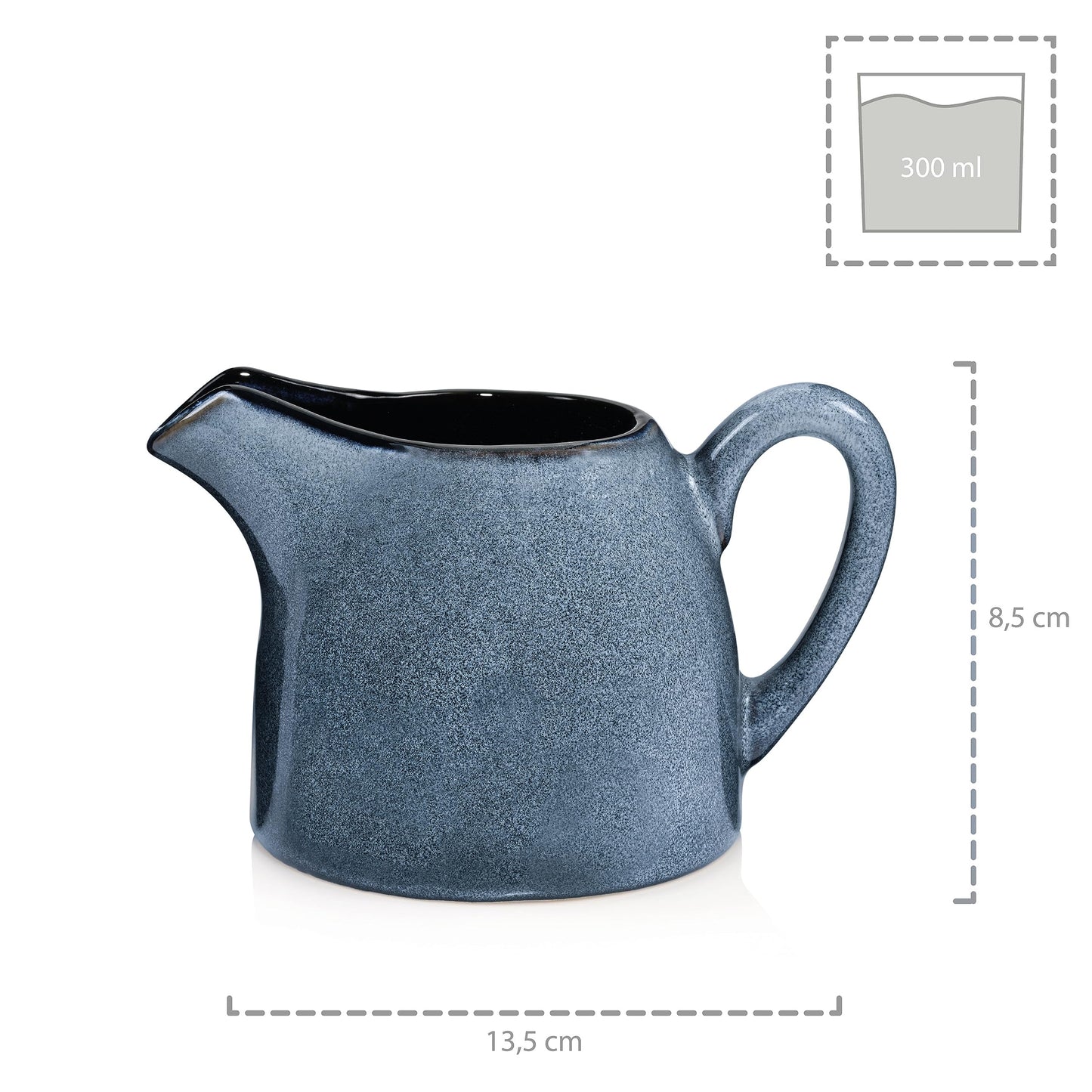 Sänger | Milch und Zucker Set Darwin 3 TLG, Zuckerdose und Milchkännchen Set Steingut, Zuckerdose mit Deckel und Milchkanne, Milchbehälter und Zuckerdosierer, Zuckerbehälter Blau | Premium Collection