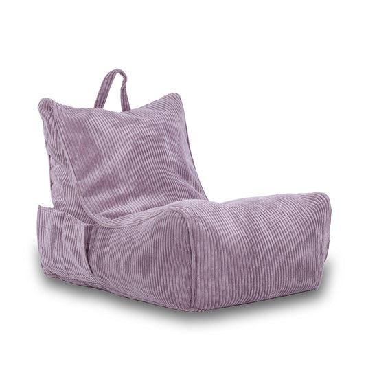 Ecopuf Flavio Sessel Cord mit anpassbaren EPS-Perlen Bean Bag - ideal zum Entspannen oder Spielen – für Erwachsene & Kinder, Sitzsack Wohnzimmer - Sitzpouf mit Tasche und Griff - Puderosa