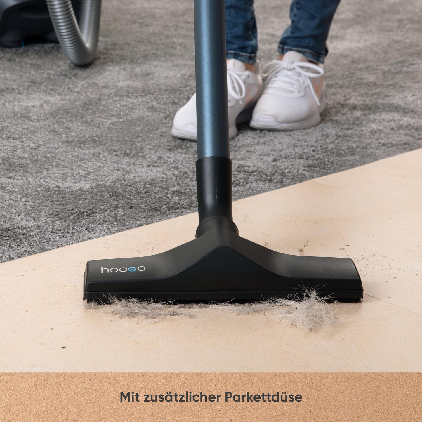 hoogo B3+ Staubsauger mit Beutel | Starke 850 W Saugleistung | HEPA 14 Filter | 11m Radius | nur 74 db(A) | 3 L Kapazität | Verschiedene Bodendüsen