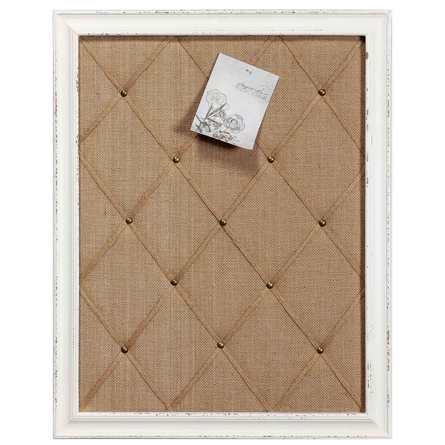 Sintosin Landhausstil Korkwand Pinnwand mit Holzrahmen 52 x 68 cm, Rustikales Ausführung Pinnwand Kork, Cork Notice Board, Memo Board Leinen Deko, Pinboard für Crafting