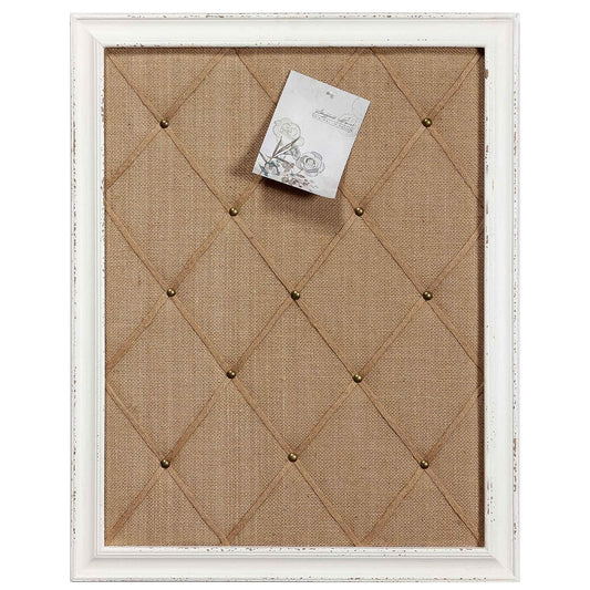 Sintosin Landhausstil Korkwand Pinnwand mit Holzrahmen 52 x 68 cm, Rustikales Ausführung Pinnwand Kork, Cork Notice Board, Memo Board Leinen Deko, Pinboard für Crafting