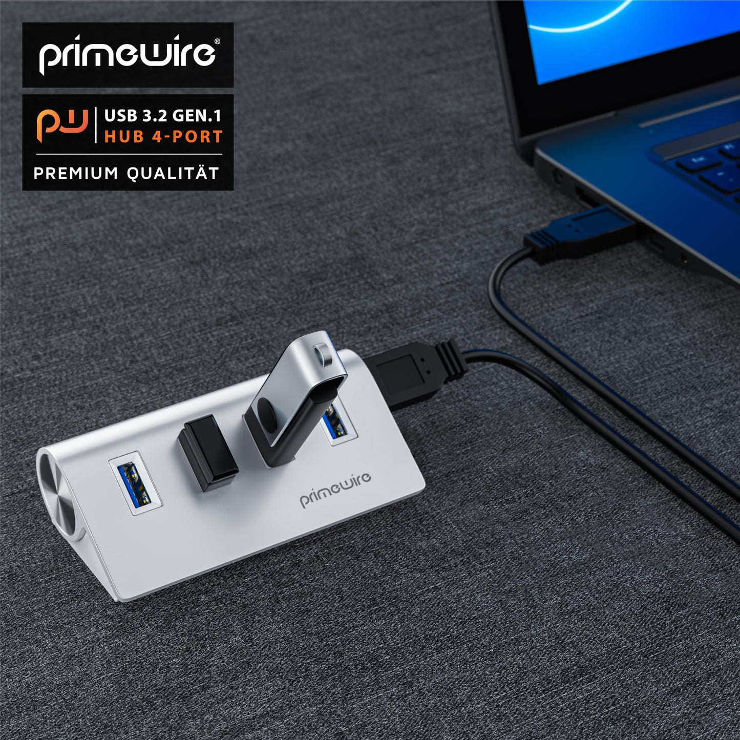 CSL - aktiver USB Hub mit Netzteil - USB 3.2 gen1 4 Port Verteiler - kompatibel mit PC Notebook iMac Mac Pro MacBook Air, Pro, Mini Tablet PS4 - Powered USB - inkl. Netzteil