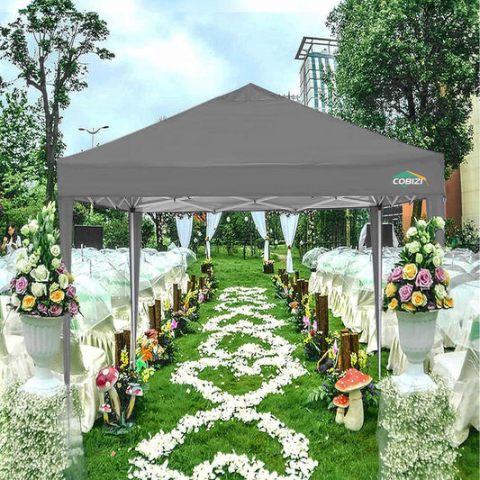 COBIZI Pavillon 3x3 Wasserdicht Stabil Winterfest Partyzelt 3x3 mit 4 Seitenteilen Pop Up Faltpavillon UV Schutz 50+ Gartenpavillon Mit Handtasche, 8X Heringe und 4X Windseil, Grau