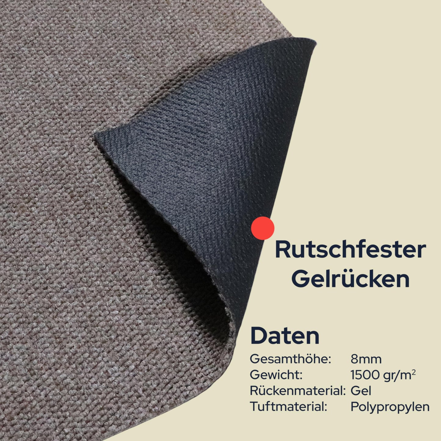 Primaflor Sauberlauf - PICOLLO, Rot, 1,00m x 1,50m, Rutschfester Schmutzfangläufer Meterware, Robuster Küchenläufer nach Maß, Zuschneidbarer Teppichläufer, Eingangsmatte für Flur und Windfang