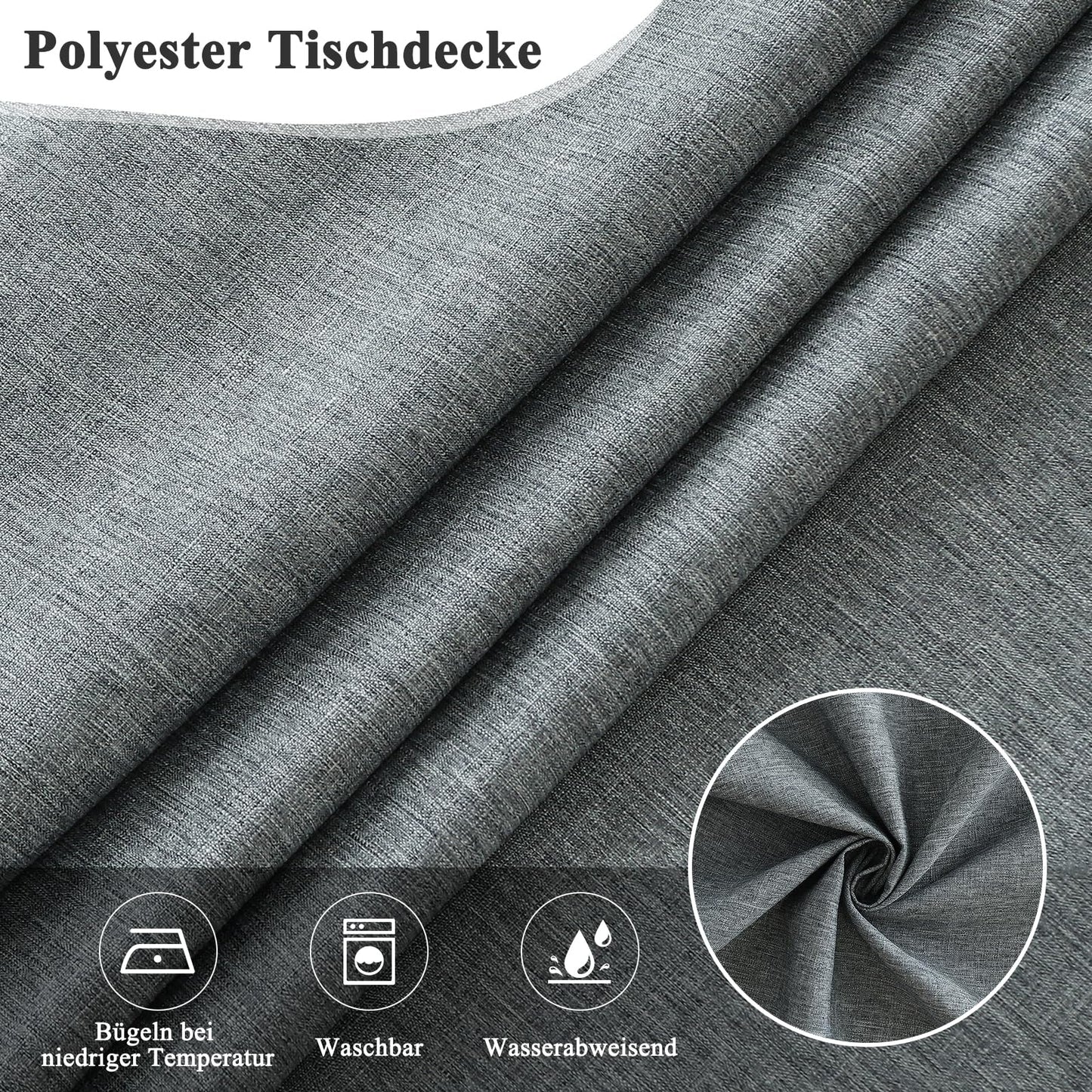 AooHome Tischdecke Abwaschbar, Grau Tischdecken 100x140cm Leinen-Optik Tischtuch aus Polyester Wasserabweisend mit Lotuseffekt, Dauerhaft Kratzfest für Wohnzimmer, Esszimmer, Balkon, Garten