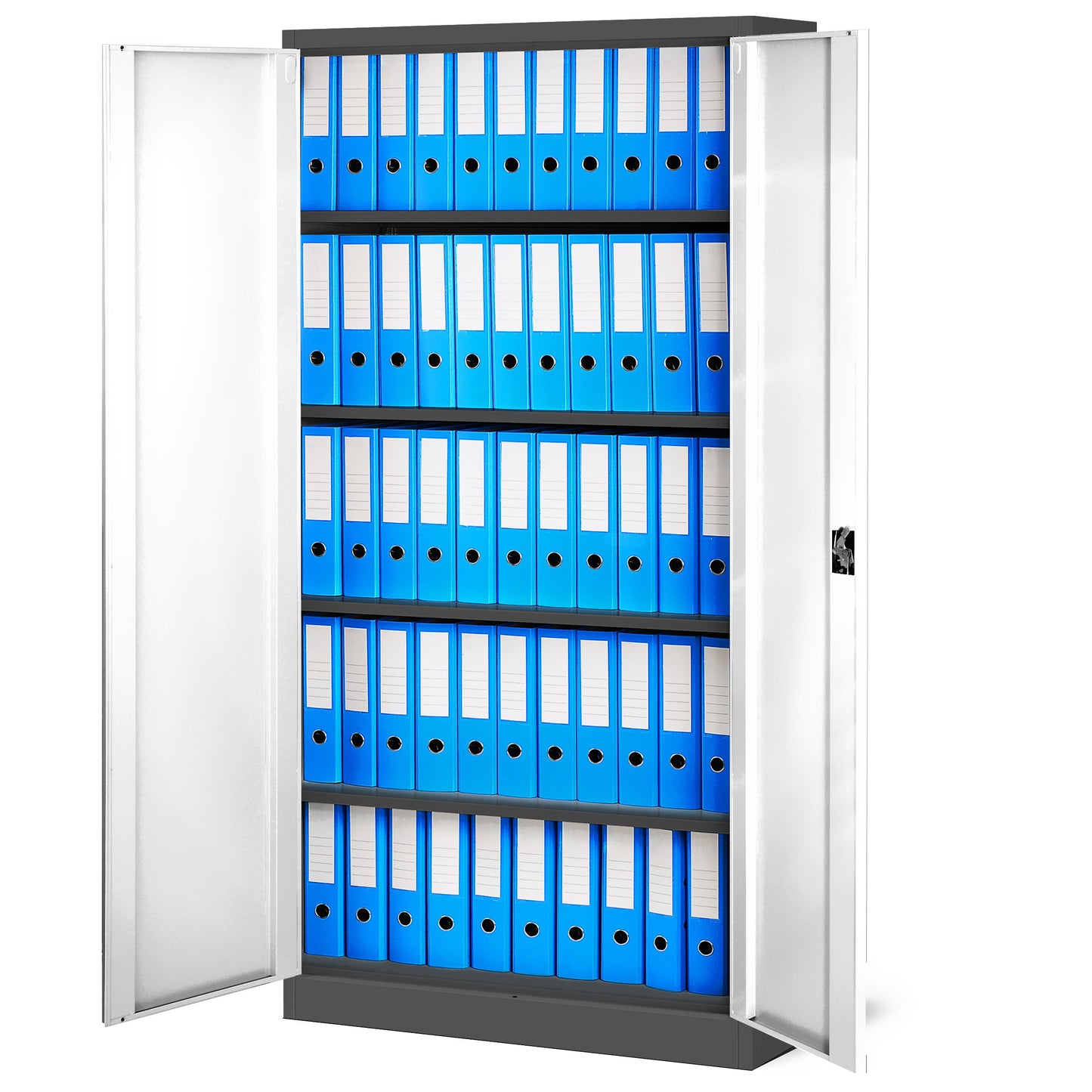 Jan Nowak Aktenschrank C001H Büroschrank Metallschrank Stahlschrank Werkzeugschrank Stahlblech Pulverbeschichtet Flügeltürschrank Abschließbar 195 cm x 90 cm x 40 cm (anthrazit/weiß)