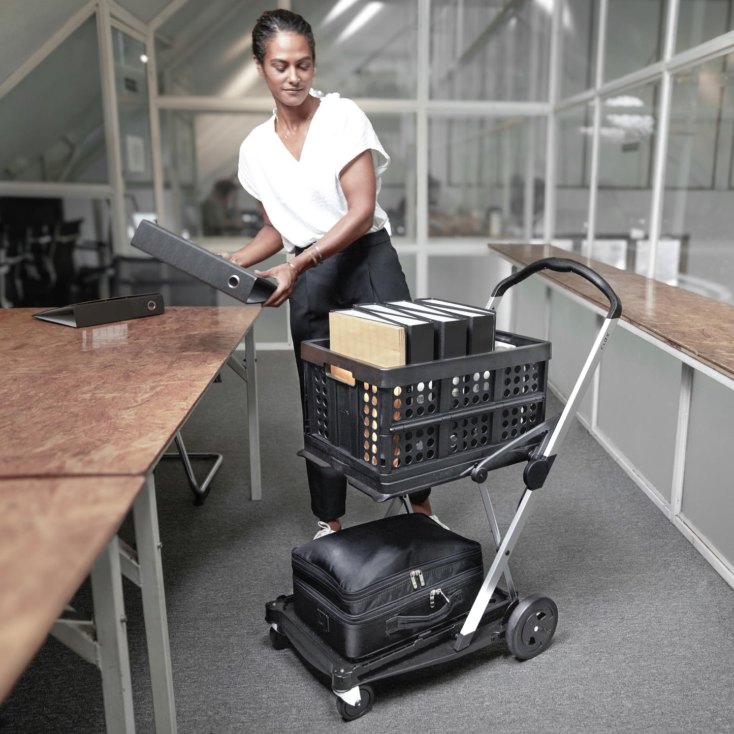 CLAX® Der Innovative Transportwagen | Handwagen | Trolley | klappbar | mit 2 Faltboxen