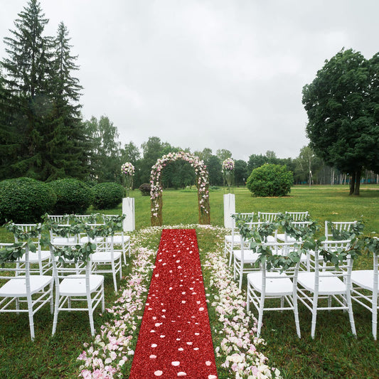 Tatuo 75 cm x 9,14 m Roter Teppich Läufer Hochzeit Teppich VIP Eventteppich mit Teppich Klebeband 55 GSM Dicke Flur Teppich für Weihnachten Verlobung Innen Draußen Kirche Deko (Glitzer Rot)