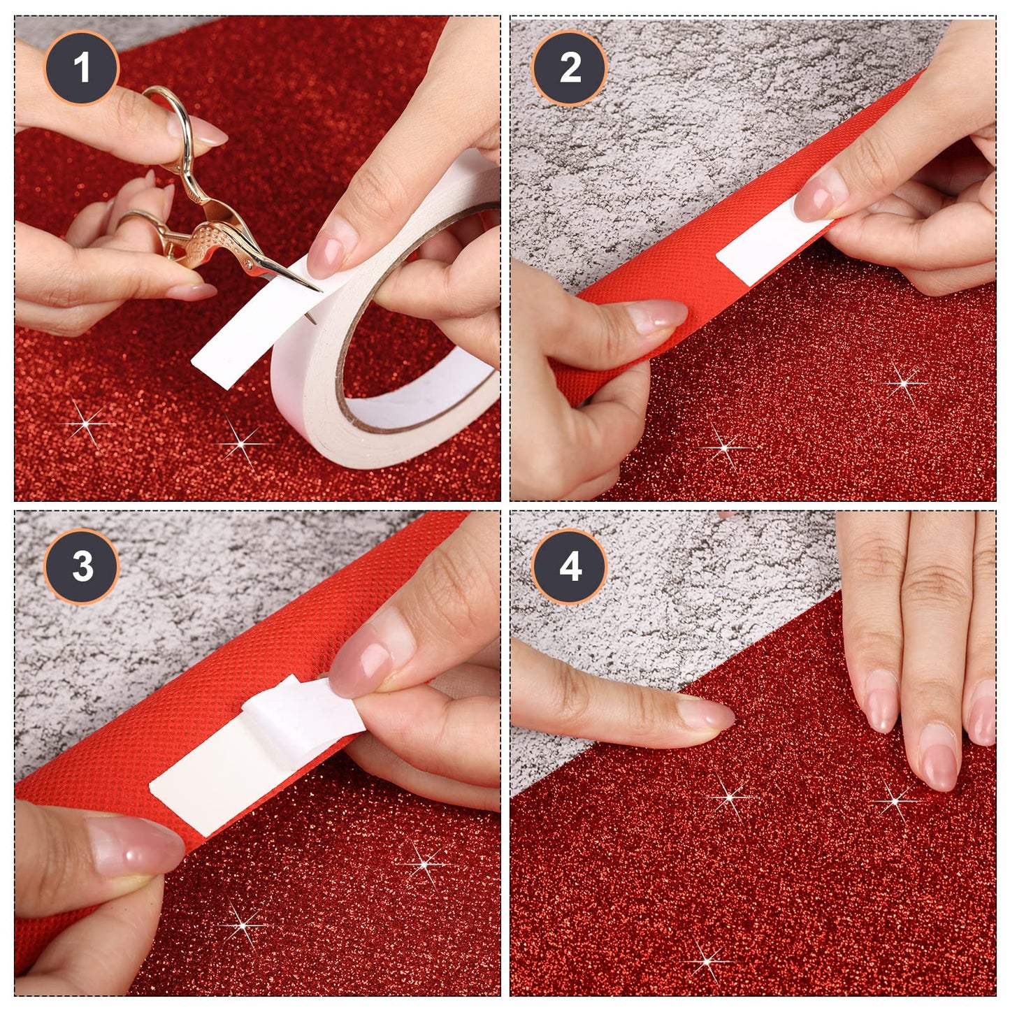 Tatuo 75 cm x 9,14 m Roter Teppich Läufer Hochzeit Teppich VIP Eventteppich mit Teppich Klebeband 55 GSM Dicke Flur Teppich für Weihnachten Verlobung Innen Draußen Kirche Deko (Glitzer Rot)