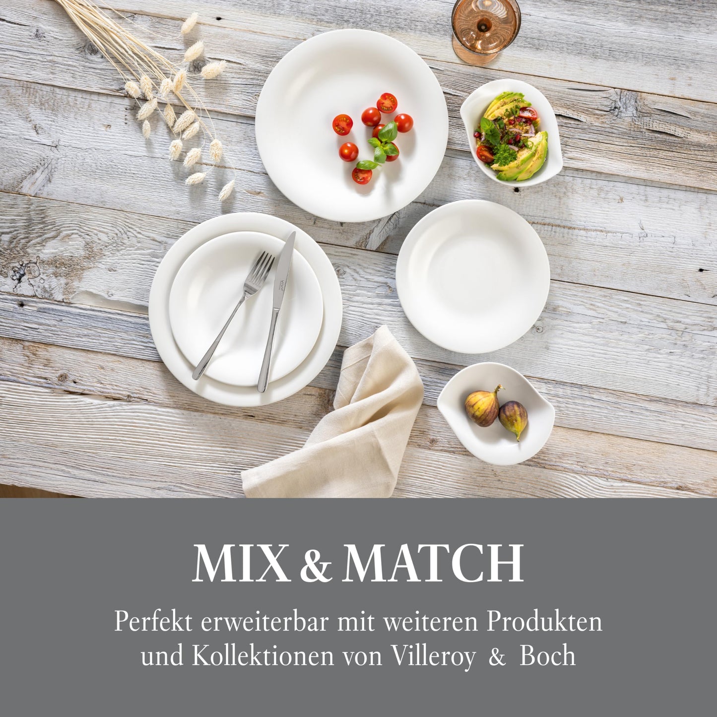 vivo – Villeroy & Boch Group – Essential White Dinner Set 18 tlg. Weiß, Spülmaschinenfest, Mikrowellensicher, Geschirr Set für 6 Personen, Müslischalen, Speiseteller, Dessertteller, Premium Porzellan