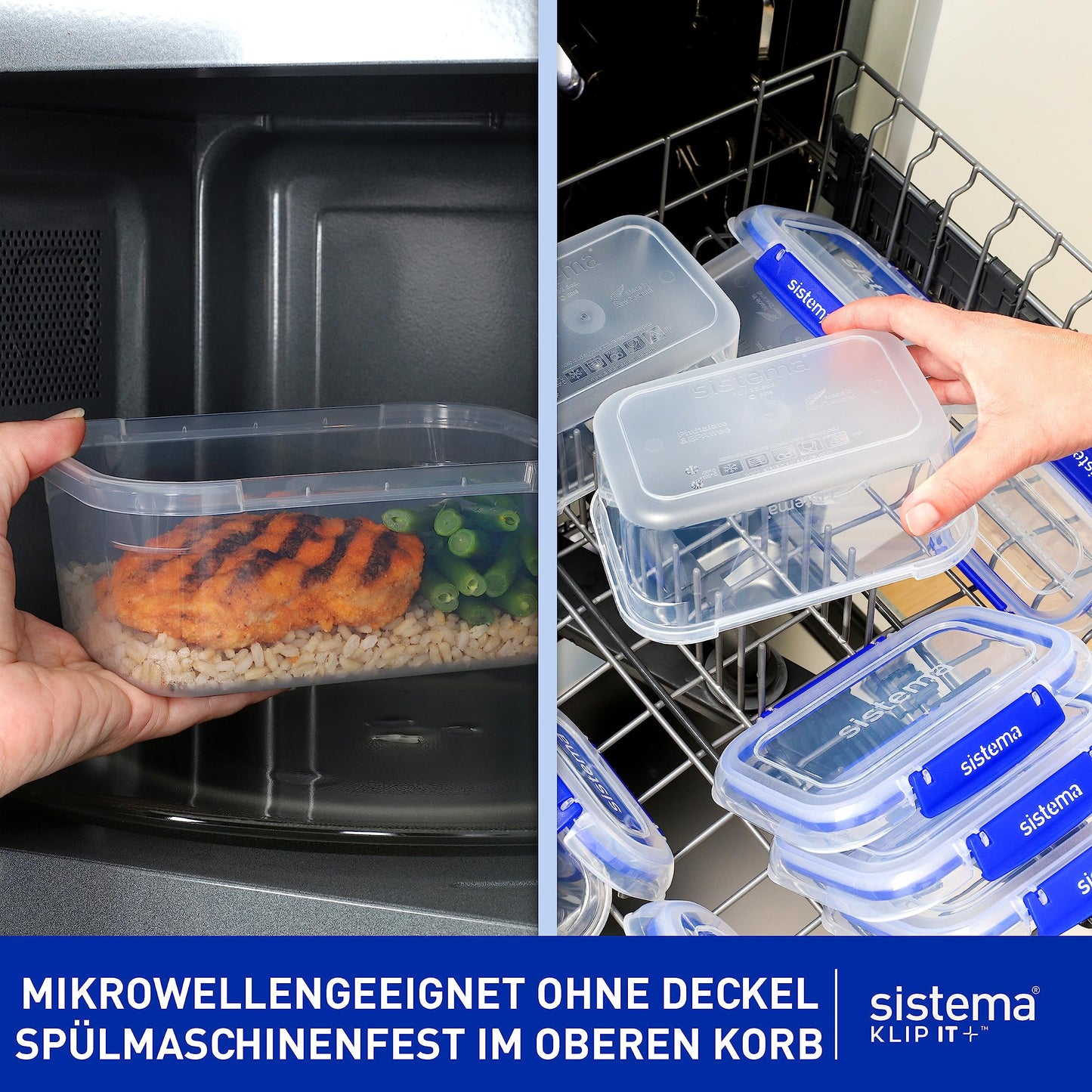 Sistema KLIP IT PLUS Frischhaltedosen Set | 6-teiliges luftdichtes Vorratsdosen Set (2 x 400 ml, 3 x 1 l, 1 x 2,2 l) | auslaufsichere Versiegelung | einfach zu verschließende Clips | BPA-frei