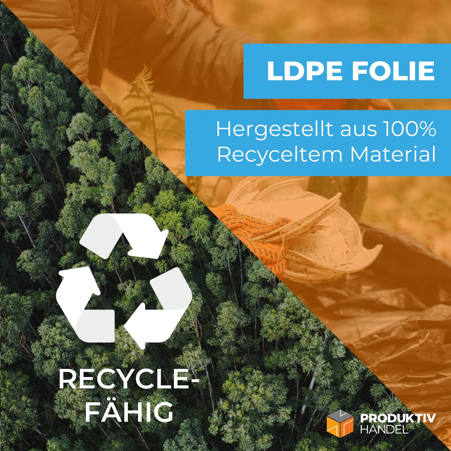 Müllsäcke 15 Stück - 1 Rolle | 120l extra starke blaue Müllbeutel | stabile Abfallsäcke 90µm | 100% Recyclinganteil | sehr reißfest & wasserdicht