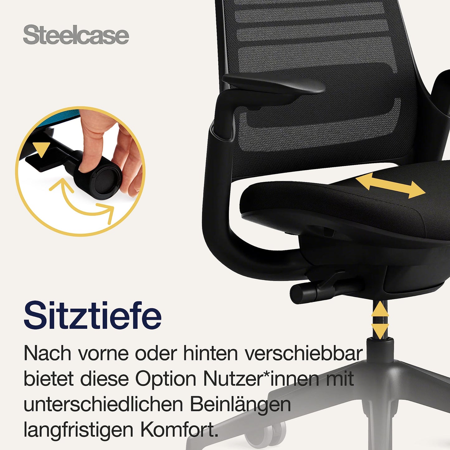 Steelcase Series 1 Ergonomischer Bürostuhl mit LiveBack Lumbalstütze und 4D-Armlehnen Onyx Schwarz