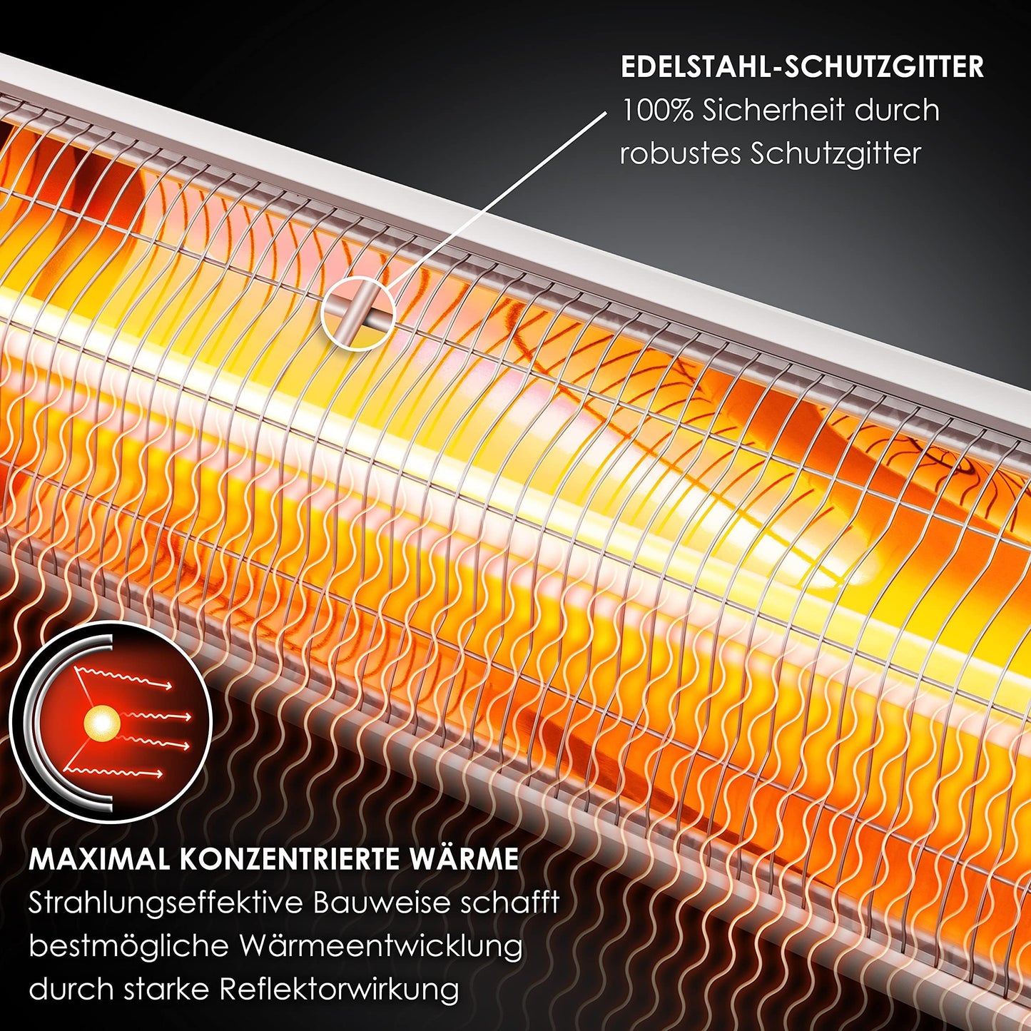 KESSER® Infrarotstrahler Heizstrahler Terrassenstrahler 2500W mit Fernbedienung inkl. Schutzhülle höhenverstellbarem Teleskopstativ Wickeltischstrahler Terrassenheizer Quarzstrahler Infrarot