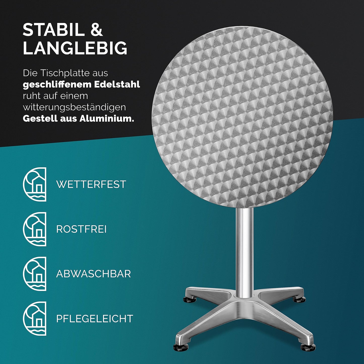 Casaria® Stehtisch 2er Set Klappbar Höhenverstellbar 70cm / 115cm Hoch Aluminium Rund Ø 60cm Wetterfest Outdoor Garten Bistrotisch Bartisch Partytisch