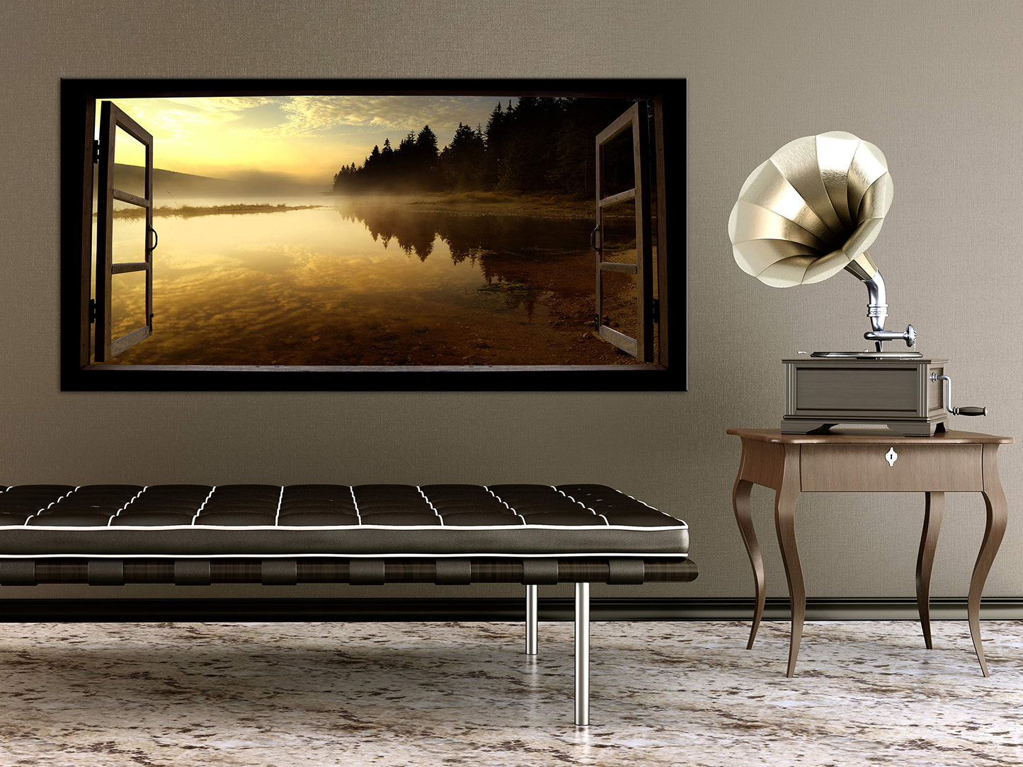 murando Wandbild Mega XXXL FensterblickEinteiliger XXL-Format Kunstdruck zur Selbstmontage Leinwandbilder moderne Bilder DIY Wanddekoration Wohnung Deko Wald c-C-0390-ak-e