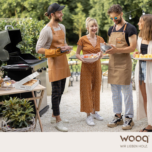 wooq Premium Holzbesteck Set 200-teilig aus Birkenholz (100 Holzgabeln, 50 Holzlöffel, 50 Holzmesser Holz Besteck) Einwegbesteck kompostierbar in wiederverschließbarer Pappbox