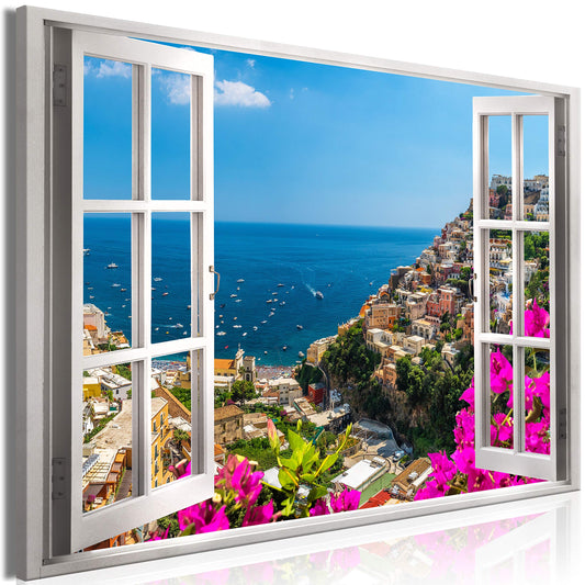 murando Wandbild Mega XXXL FensterblickEinteiliger XXL-Format Kunstdruck zur Selbstmontage Leinwandbilder moderne Bilder DIY Wanddekoration Wohnung Deko Positano Italy