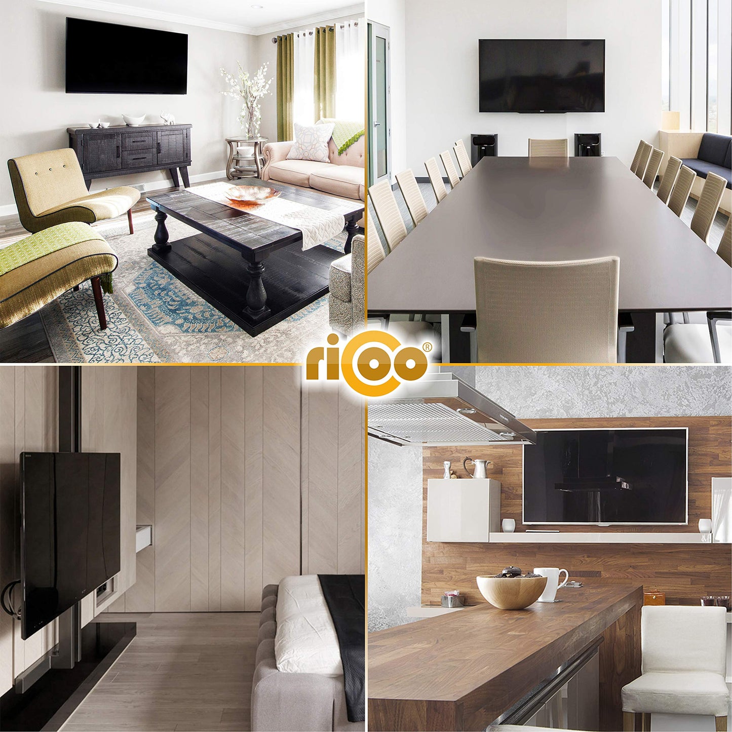 RICOO TV Monitor Wandhalterung Flach Ultra Slim Neigbar für 19-47 Zoll, Universal TV Halterung N0222, Fernsehhalterung für Wand, Wandhalterung Fernseher 32 Zoll, bis 30 Kg, max. VESA 200x200 mm