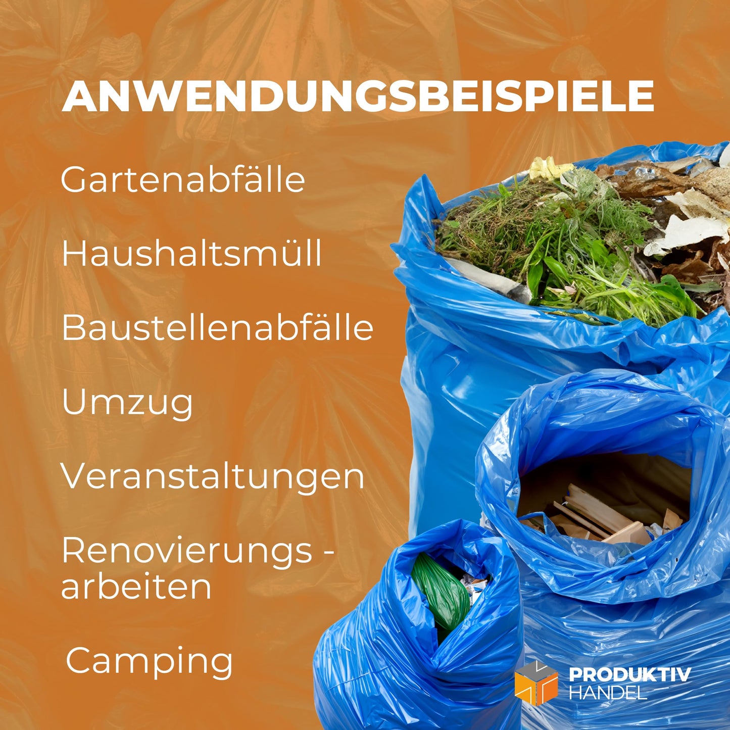 Müllsäcke 15 Stück - 1 Rolle | 120l extra starke blaue Müllbeutel | stabile Abfallsäcke 90µm | 100% Recyclinganteil | sehr reißfest & wasserdicht