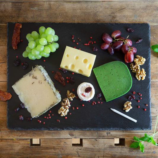 Moritz & Moritz 6 x Schieferplatte Servierplatte 30x40 cm mit Kreidestift - Schieferplatten fürs Buffet, Sushi und Käse - Perfekt zum Anrichten und als Deko