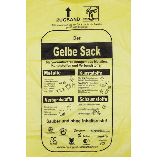 VARIOSAN Gelber Sack 11480, 130 Stück, 10 Rollen, 90 L, 15 µ