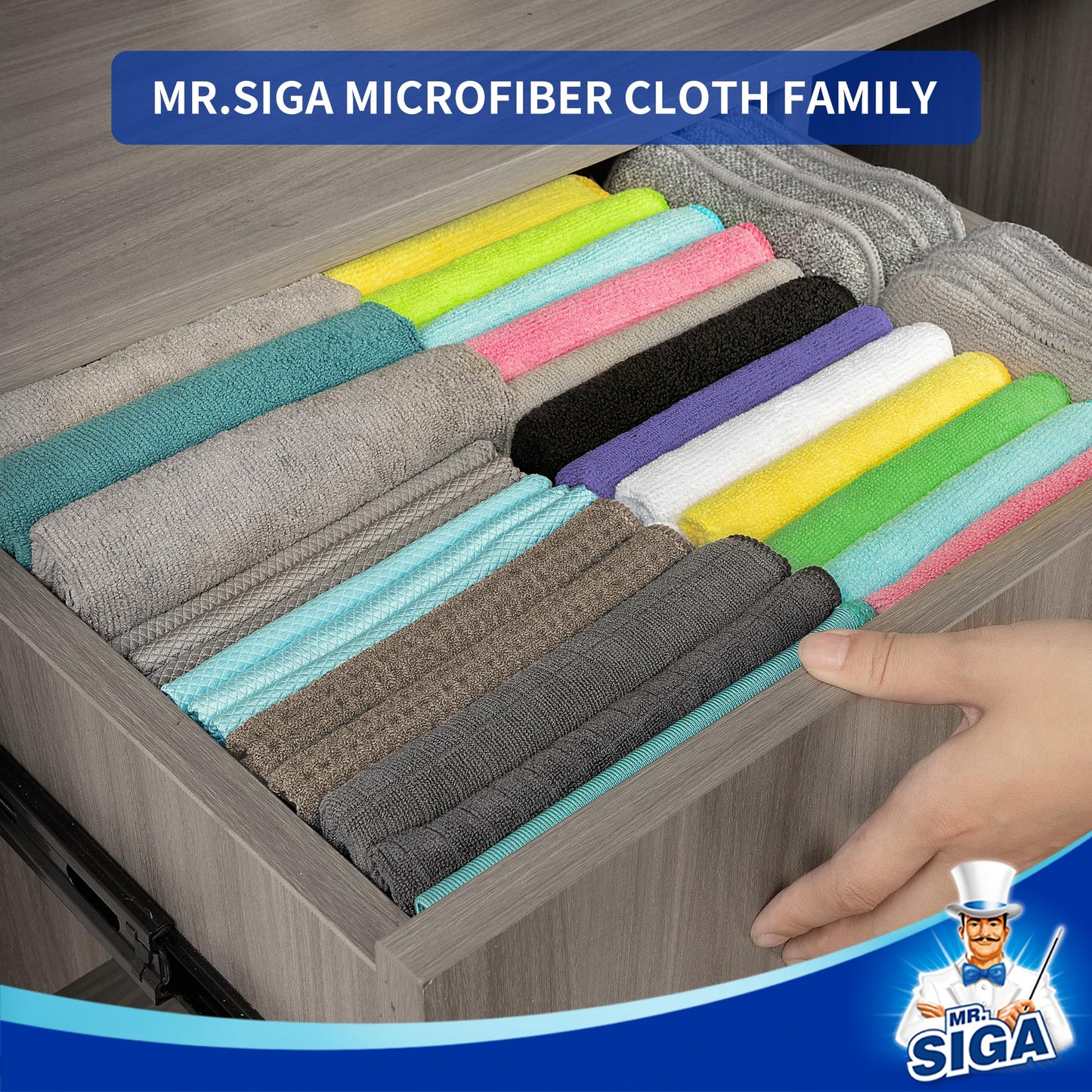 MR.SIGA Mikrofaser Reinigungstuch, Allzweck Mikrofasertücher, streifenfreie Putztücher, 12 Stücke, Lila