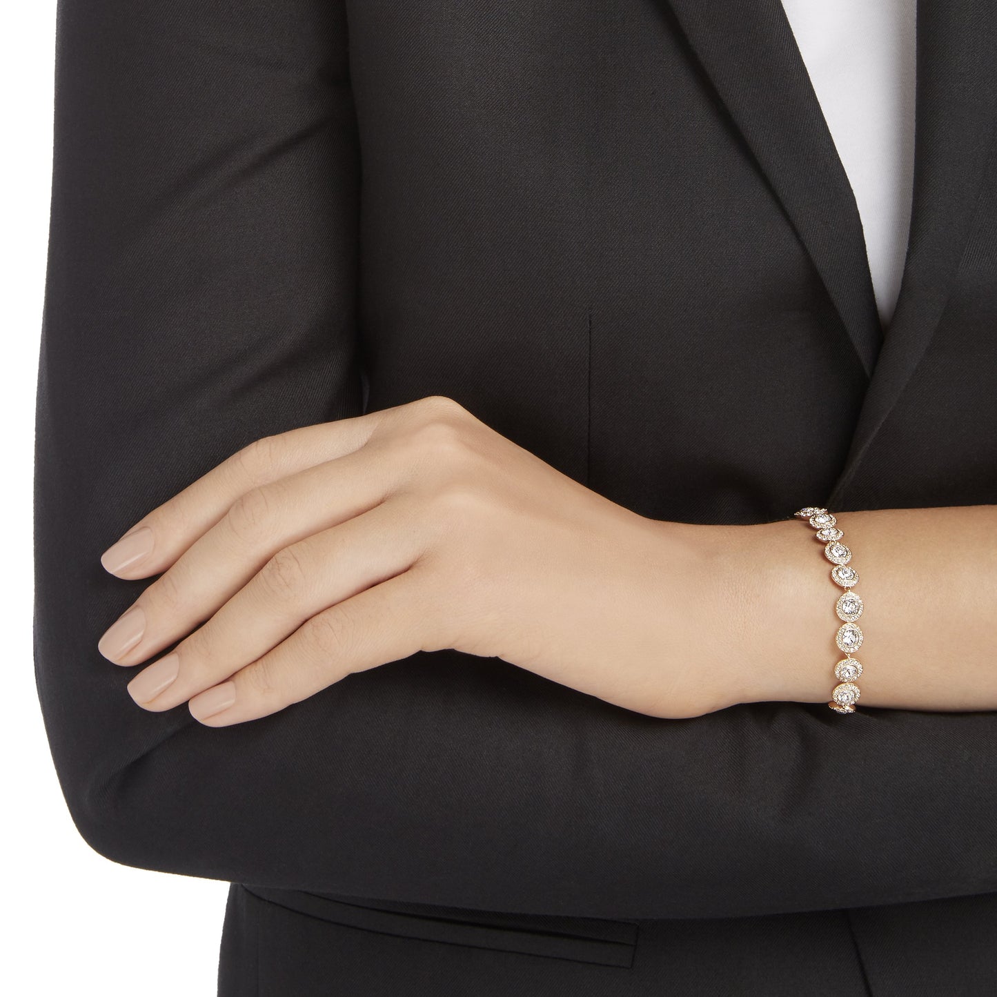 Swarovski Una Angelic Armband, Rund, Weiss, Roségold-Legierungsschicht