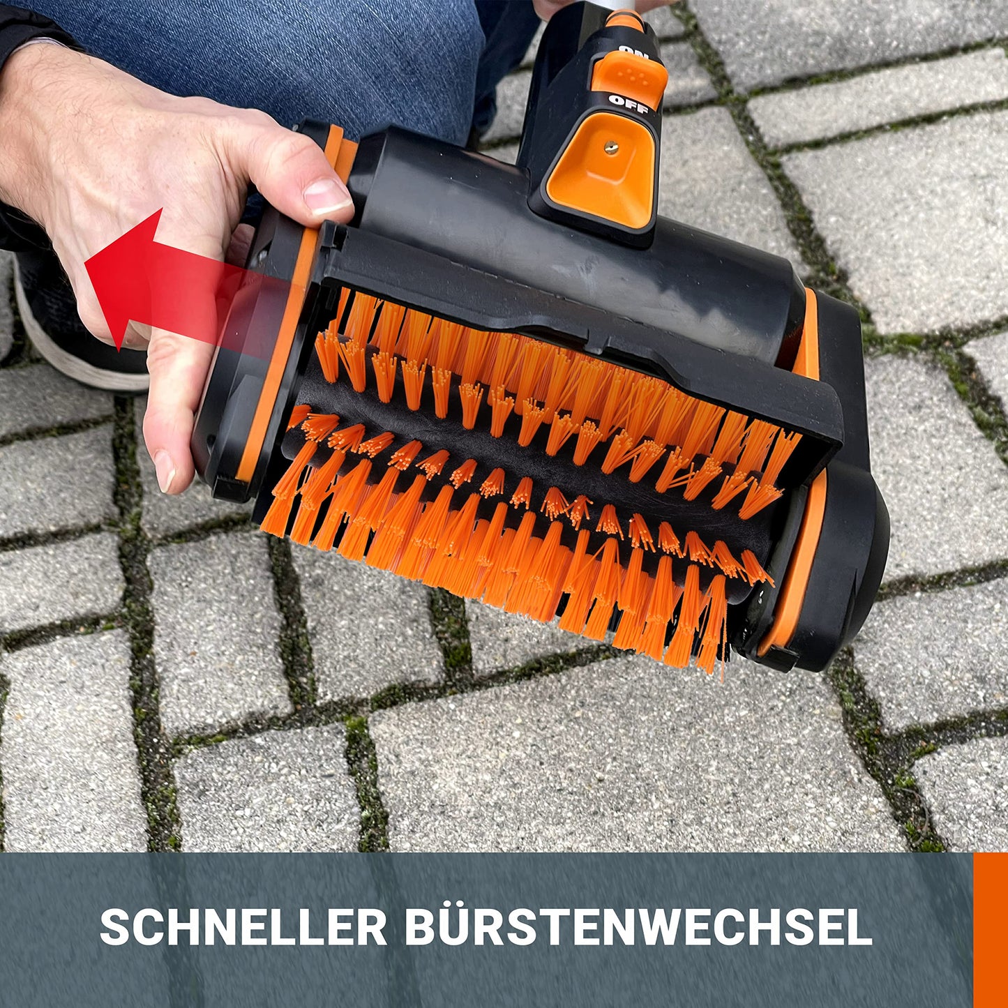 WORX WG441E.9 Akku-Multi-Bürste 20V -multifunktionale Oberflächenbürste für Stein-& Holfzflächenreinigung & Unkrautentfernung -integrierter Wasseranschluss -PowerShare kompatibel-ohne Akku & Ladegerät