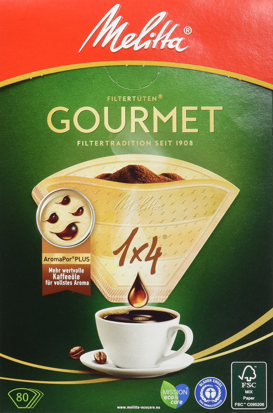 Melitta Gourmet Filtertüten, AromaporenPlus, Naturbraun 1er pack