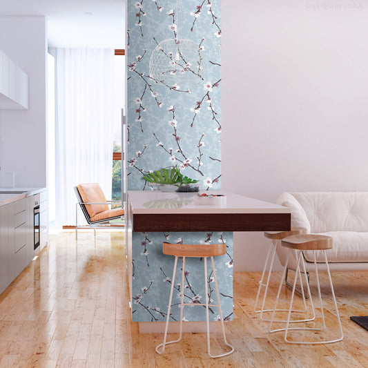 murando - Tapete selbstklebend 10m Wandtattoo dekorative Möbelfolie Dekorfolie Fotofolie Panel Wandaufkleber Wandposter Wandsticker - Blumen Pflanzenmotiv b-B-0391-j-a