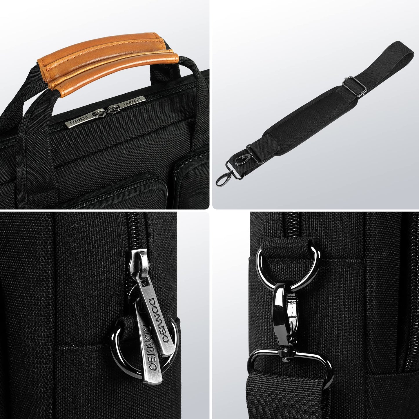DOMISO 17-17.3 Zoll Laptoptasche Wasserdichte Notebookhülle Business Aktentasche Tragbare Computer Tragetasche mit Schulterriemen für HP ProBook/Lenovo IdeaPad/Acer/Dell/MSI GE76 Raider,Schwarz