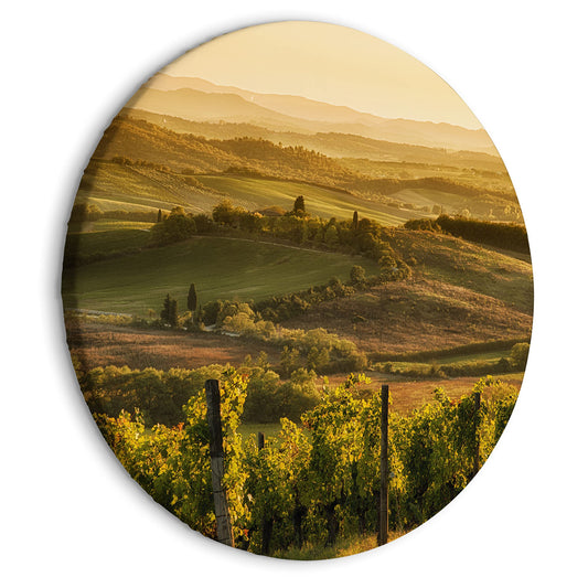 murando - runde Bilder Landschaft Toskana 80x80 cm Leinwandbild 1 tlg Kunstdruck modern Wandbilder XXL Wanddekoration Design Wand Bild Berge Bäume Natur Panorama c-B-10043-bc-a