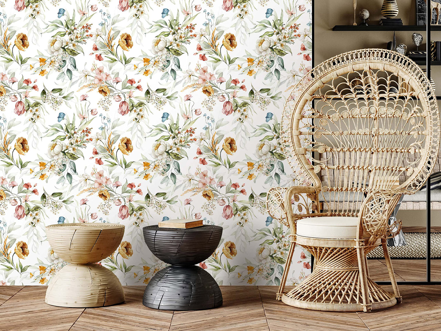 murando - Vlies Tapete Deko Panel Fototapete Blumen Wanddeko 10 m Tapetenrolle Mustertapete Wandtapete modern design Dekoration - Natur Botanik wie gemalt b-B-10073-j-a