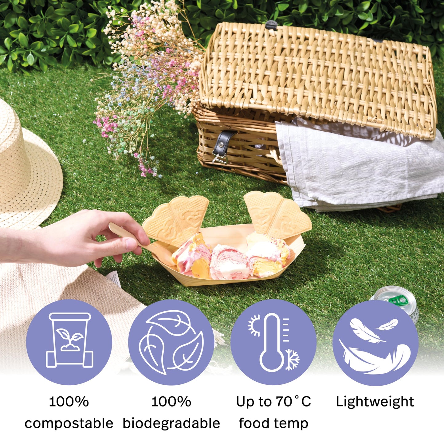 MATANA 100 Schiffchen Snackschalen, 21cm - Bambus Schalen, Einwegschalen, Pommesschalen - Stabil, Umweltfreundlich & Biologisch Abbaubar - Hochzeiten, Geburtstage, Grillpartys