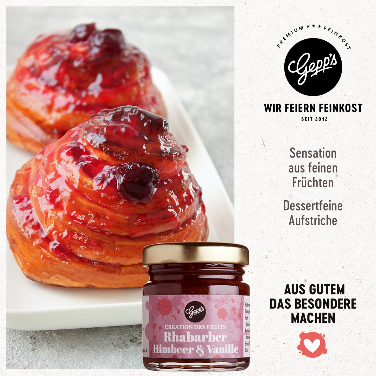 Gepp's Feinkost Frühstück Marmeladen Set I Mini Konfitüren in verschiedenen Geschmacksrichtungen I Geschenkset mit Spezialitäten wie Mango Ingwer Erdbeer & Champagner Fruchtaufstrich