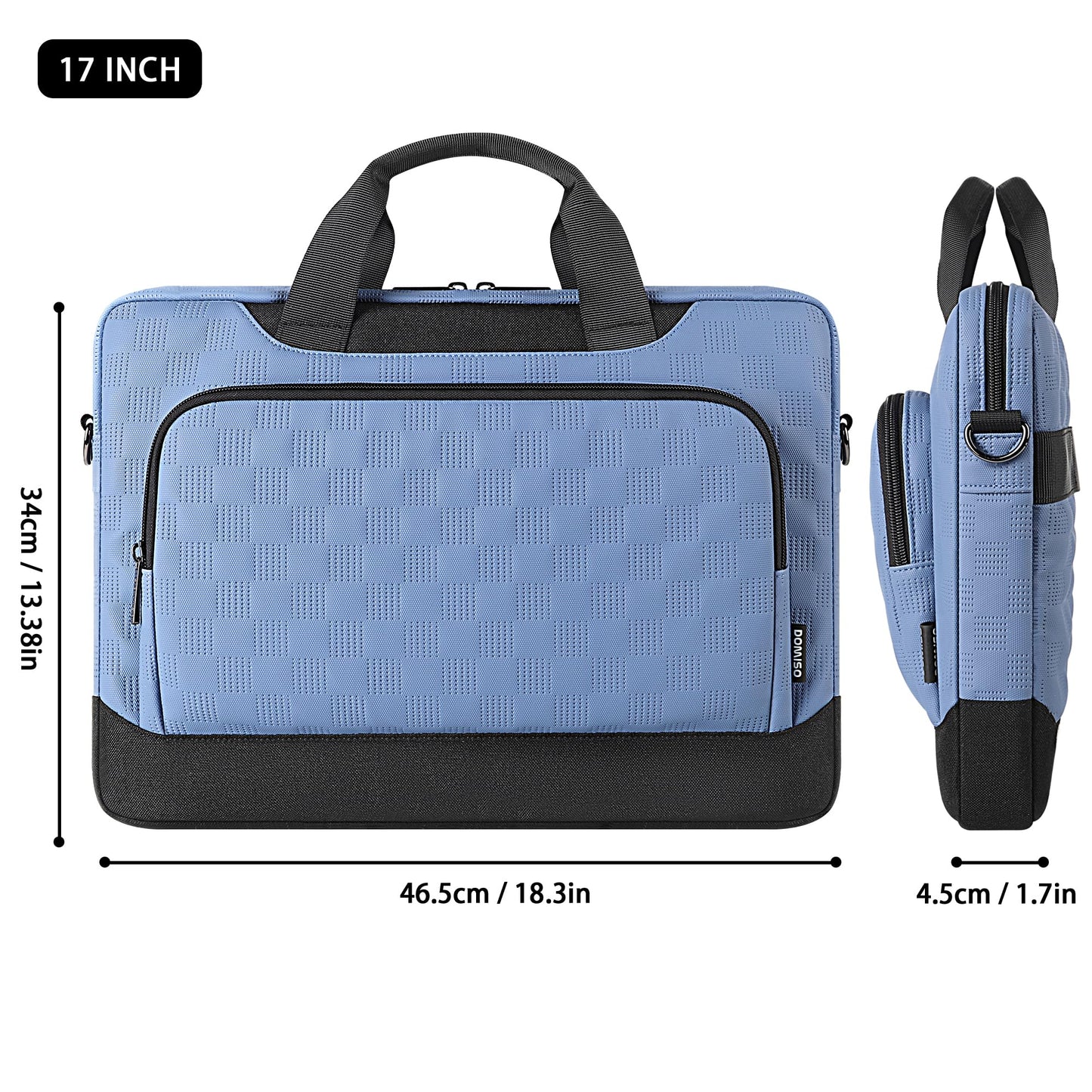 DOMISO 17 Zoll Laptop Tasche 17,3 Zoll Laptop Aktenkoffer wasserdicht 17 Zoll Laptop Tasche für Männer Frauen Business Büromaschine Arbeit Computertasche 17 Zoll einstellbar Messenger Bag, Blau