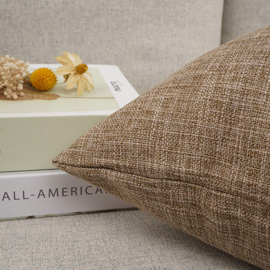 YOUR SMILE Dekorativer Kissenbezug aus Baumwollleinen, einfarbig, für Couch, Sofa, Bett, 55,9 x 55,9 cm, Khaki