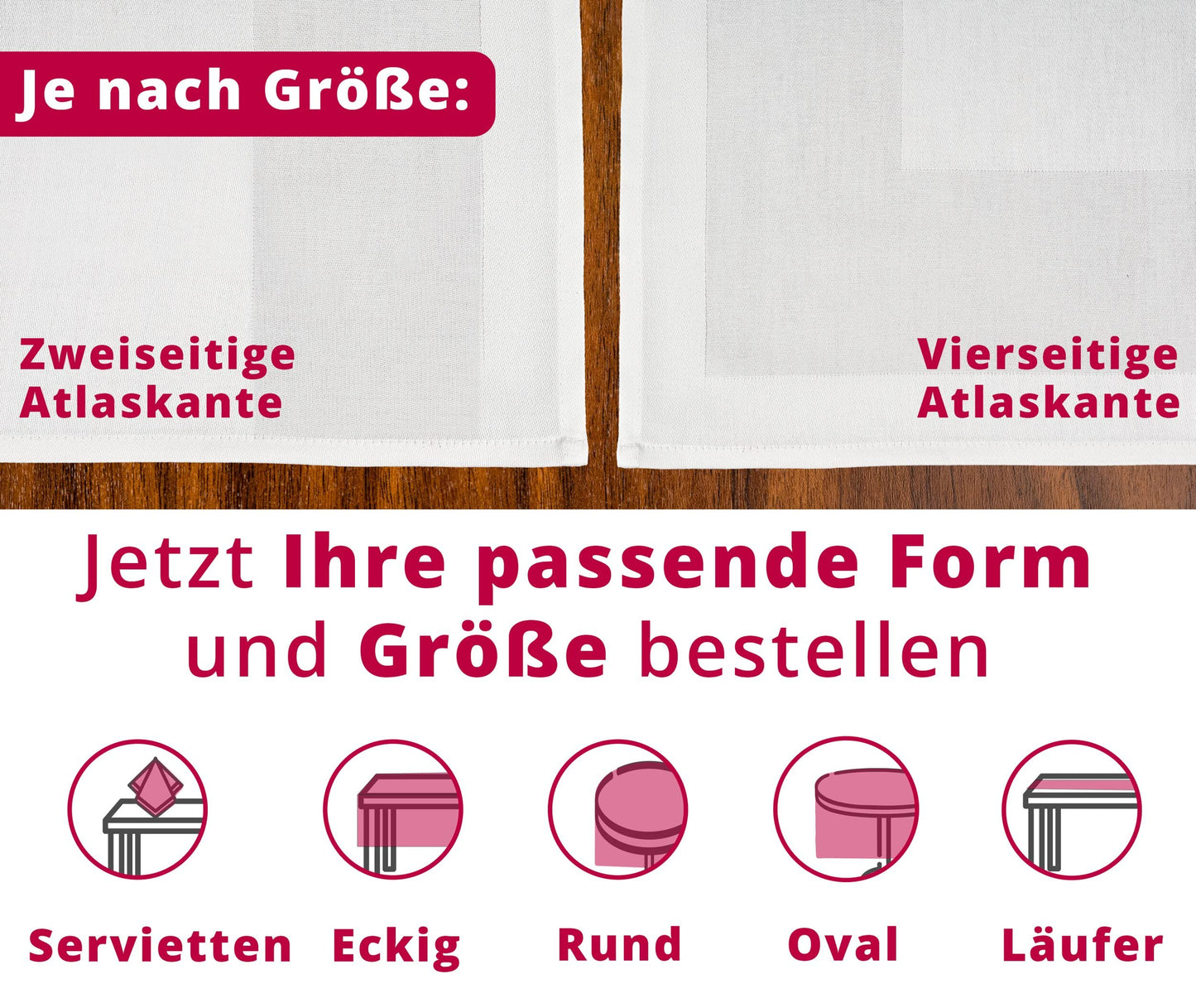 Damast Tischdecke 100% Baumwolle Gastro Edition Rund 180 cm Weiß Größe wählbar