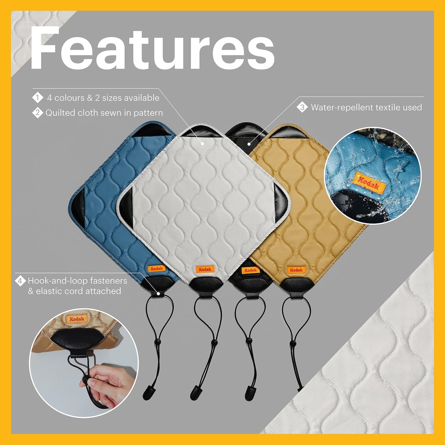 KODAK Camera Wrap Einschlagtuch Kamera, Größe L 38.5x38.5 cm-wasserabweisendes,kratzfestes und staubfreies Schutzhülle Protective Wrap für Spiegelreflexkameras und Teleobjektive(Hellgrau)[EIN Artikel]