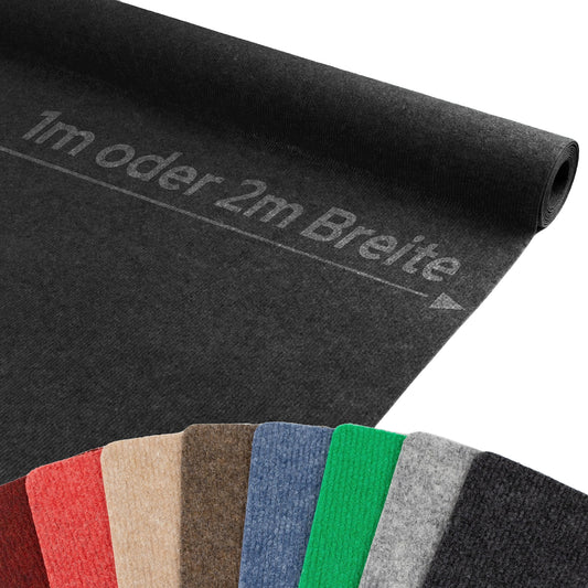 Primaflor Event- & Messeteppich RIPS MALTA – Anthrazit - 100x400 cm – Robuster Nadelfilzteppich mit rutschfester, schalldämmender Oberfläche – ideal für den Innenbereich