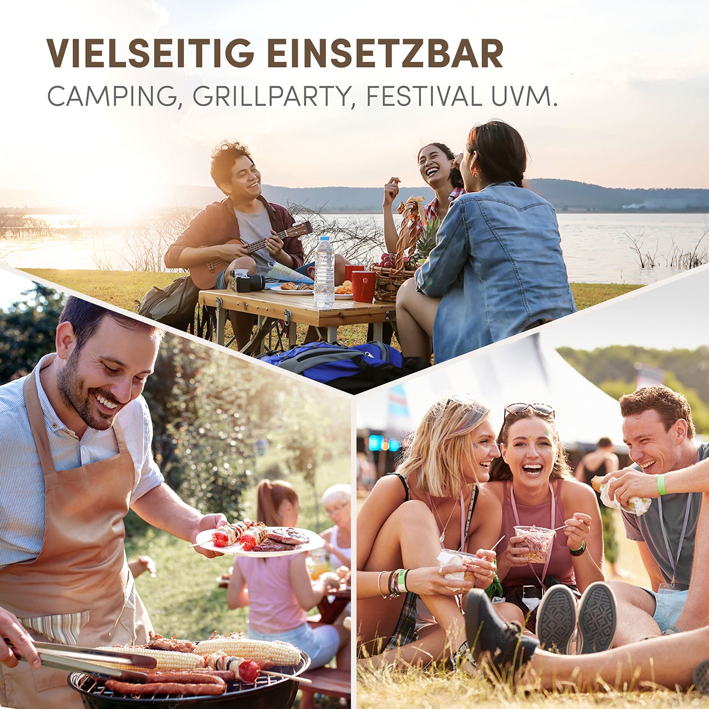wooq Premium Holzbesteck Set 200-teilig aus Birkenholz (100 Holzgabeln, 50 Holzlöffel, 50 Holzmesser Holz Besteck) Einwegbesteck kompostierbar in wiederverschließbarer Pappbox