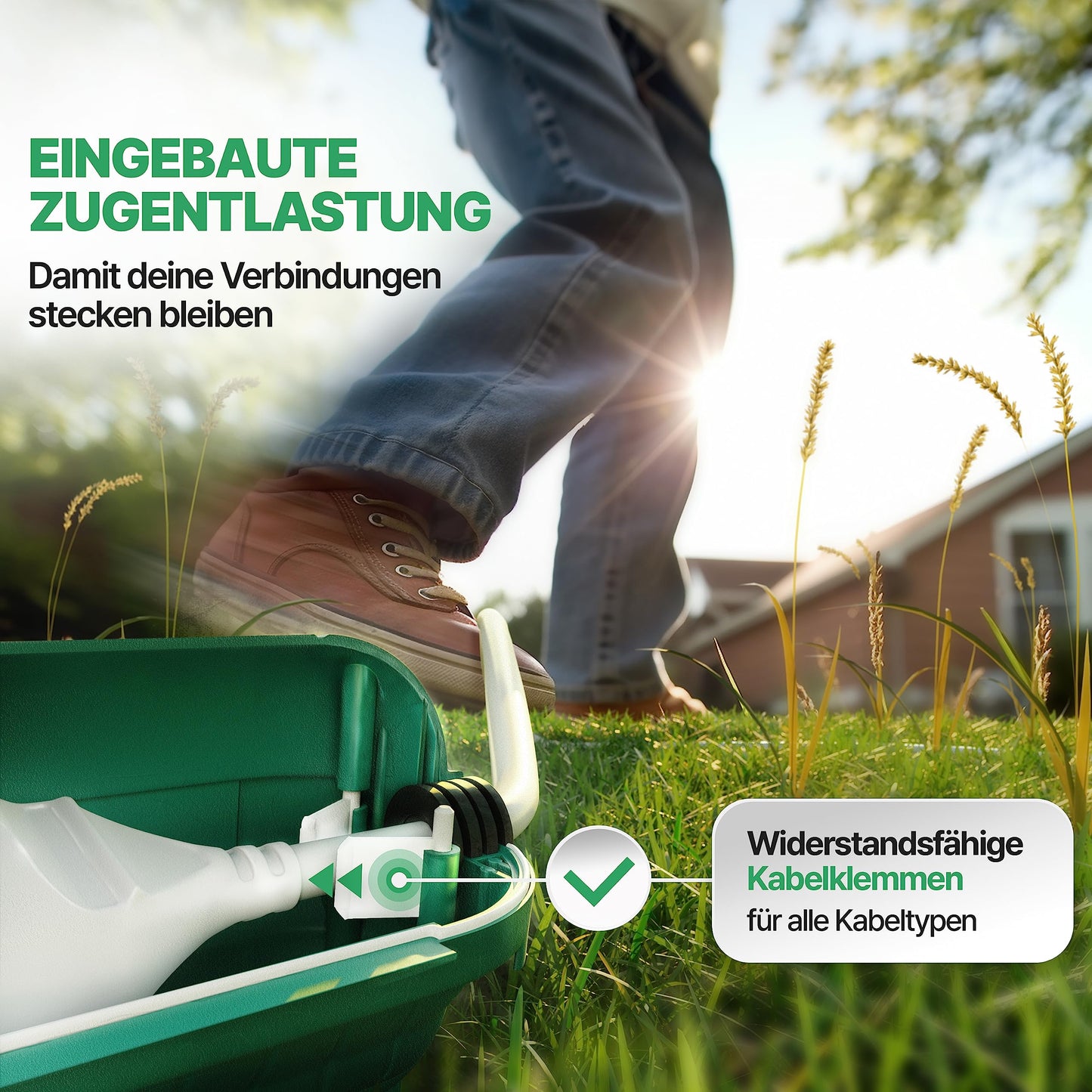 Adlerfokus Kabelbox wasserdicht IP44 [Das Original] Safe Box - Sicherheitsbox - Outdoor Box wasserdicht - Steckerschutz aussen wasserdicht - Wetterfeste Elektrobox - Schutzbox