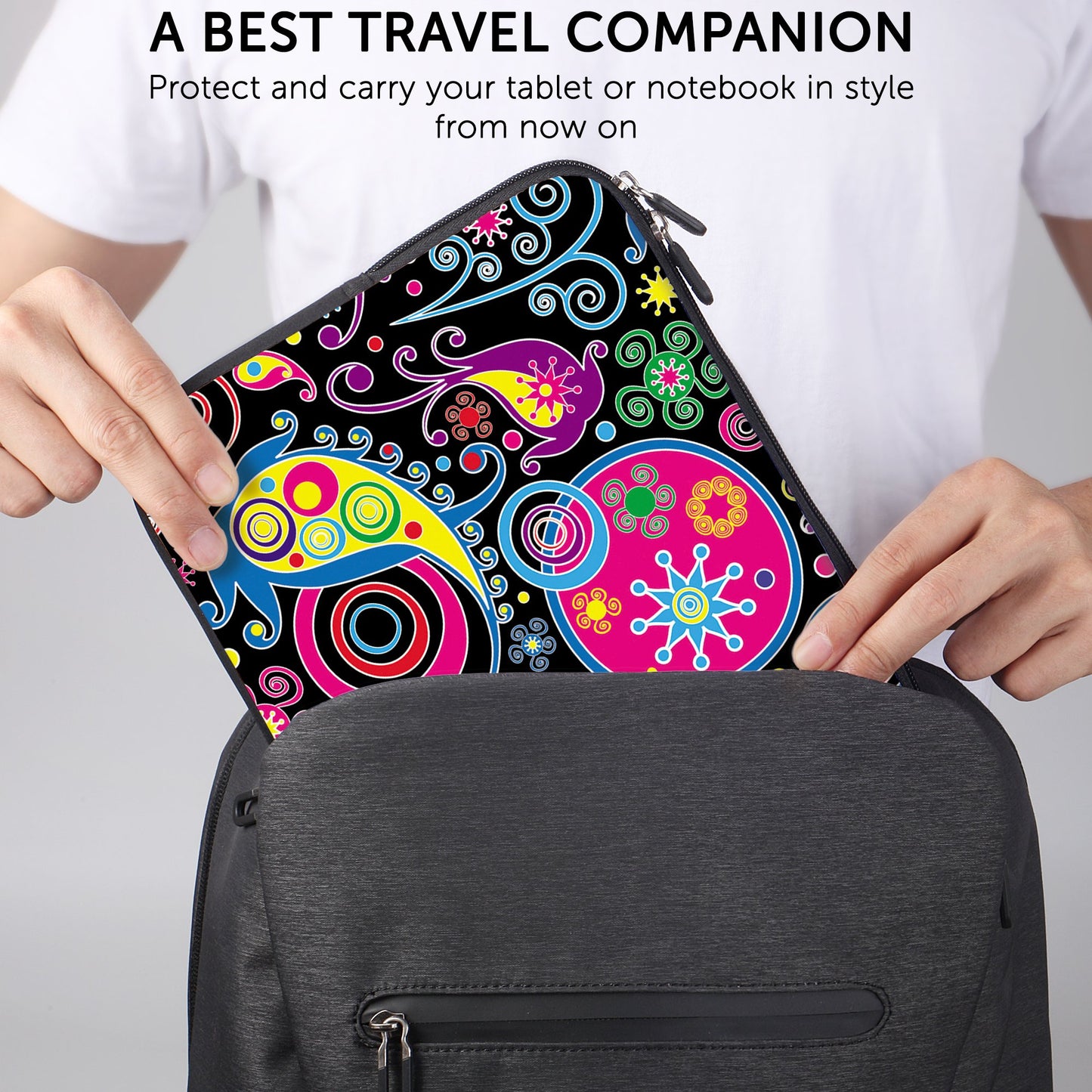 Sidorenko Laptop Tasche für 14-14,2 Zoll - Universal Notebooktasche Schutzhülle - Laptoptasche aus Neopren, PC Computer Hülle Sleeve Case Etui, Rosa/Schwarz