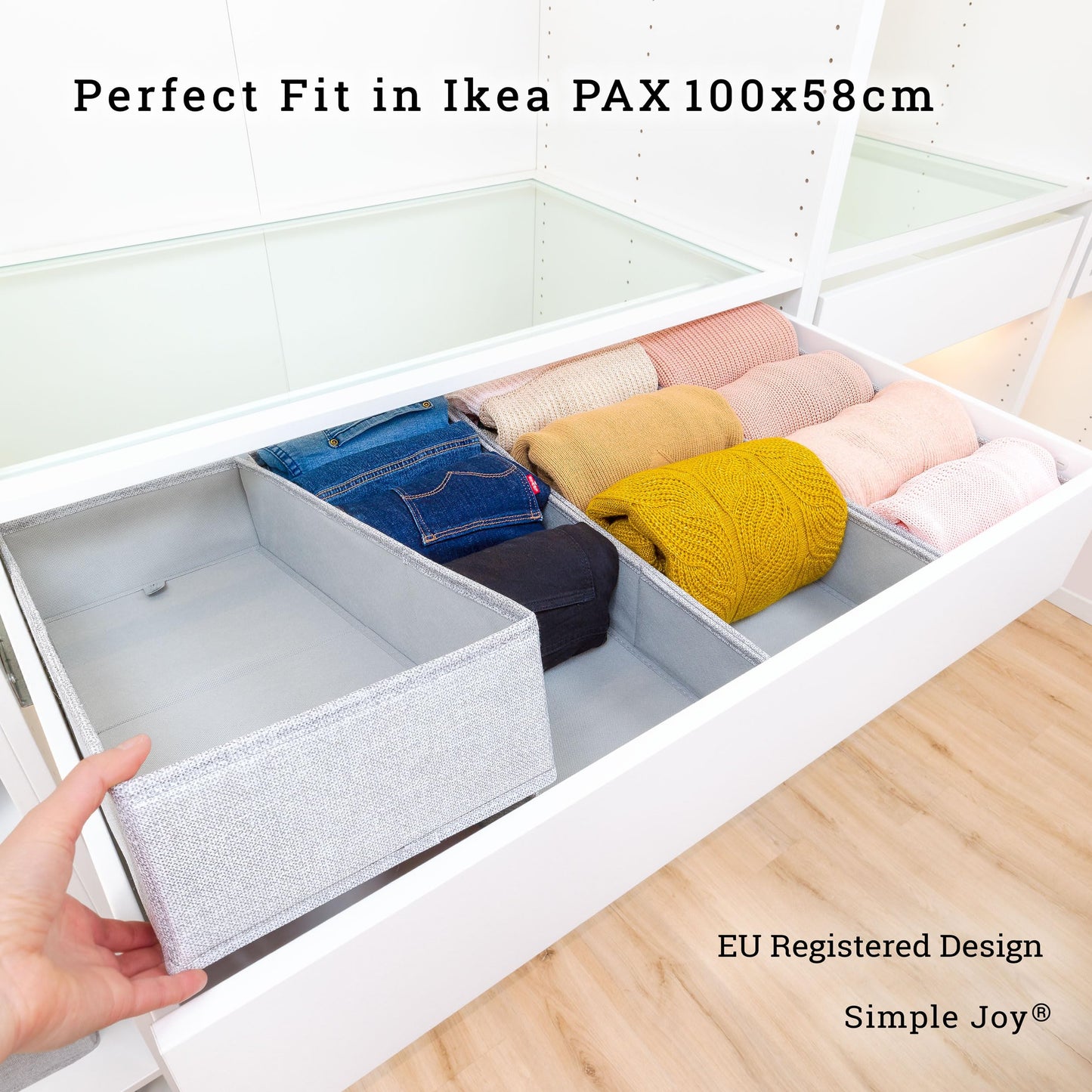 SIMPLE JOY® PAX100 FileFolding Box für IKEA Pax Kleiderschrank; DAS ORIGINAL; passgenau; Stabiler Boden; Schubladen Ordnungssystem, 4er Set