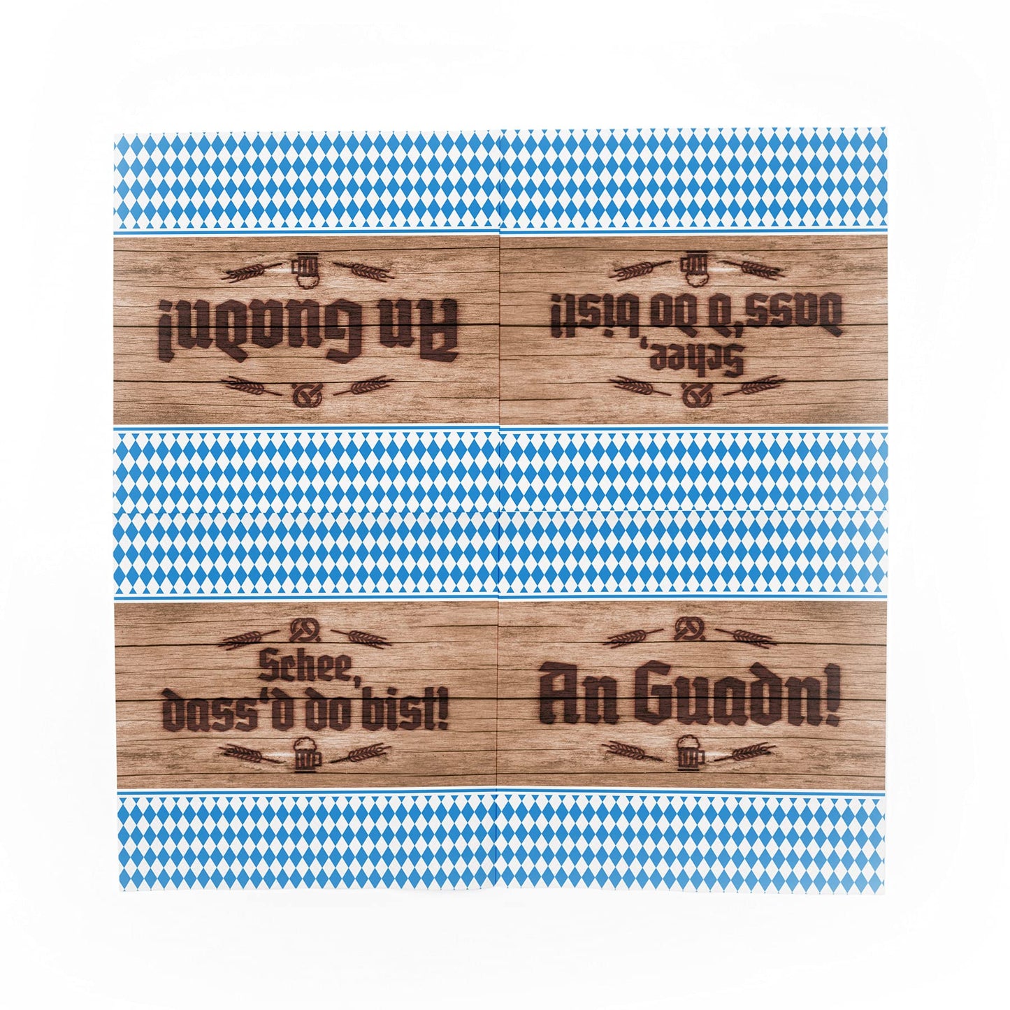 itenga Servietten bayrisch blau weiß Schee dass'd do bist/An Guadn 30 x 30cm 3-lagig 20 Stück für Oktoberfest Grillfeste und andere Feiern