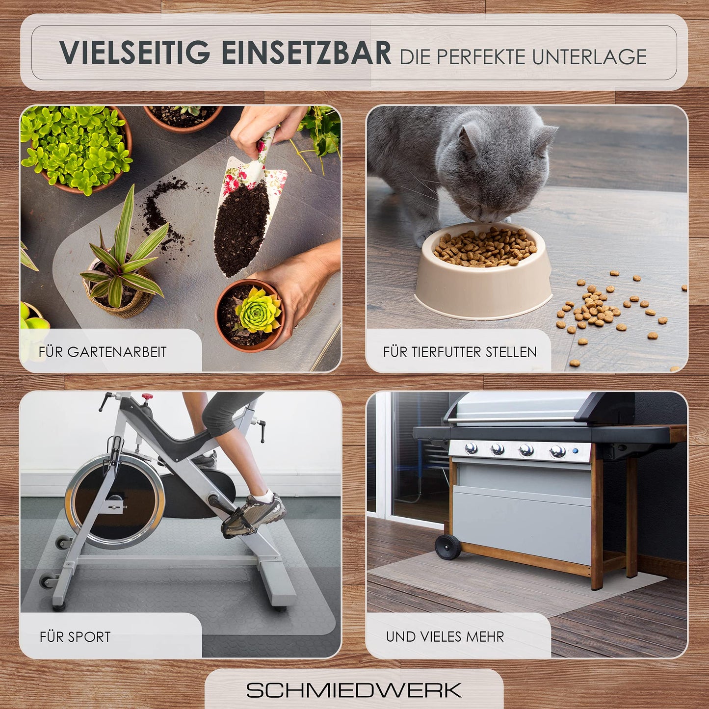 SCHMIEDWERK Bürostuhl Unterlage versch. Größen - Bodenschutzmatte für Schreibtischstuhl Antirutsch in milchweiß | Made in Germany (90x120cm)