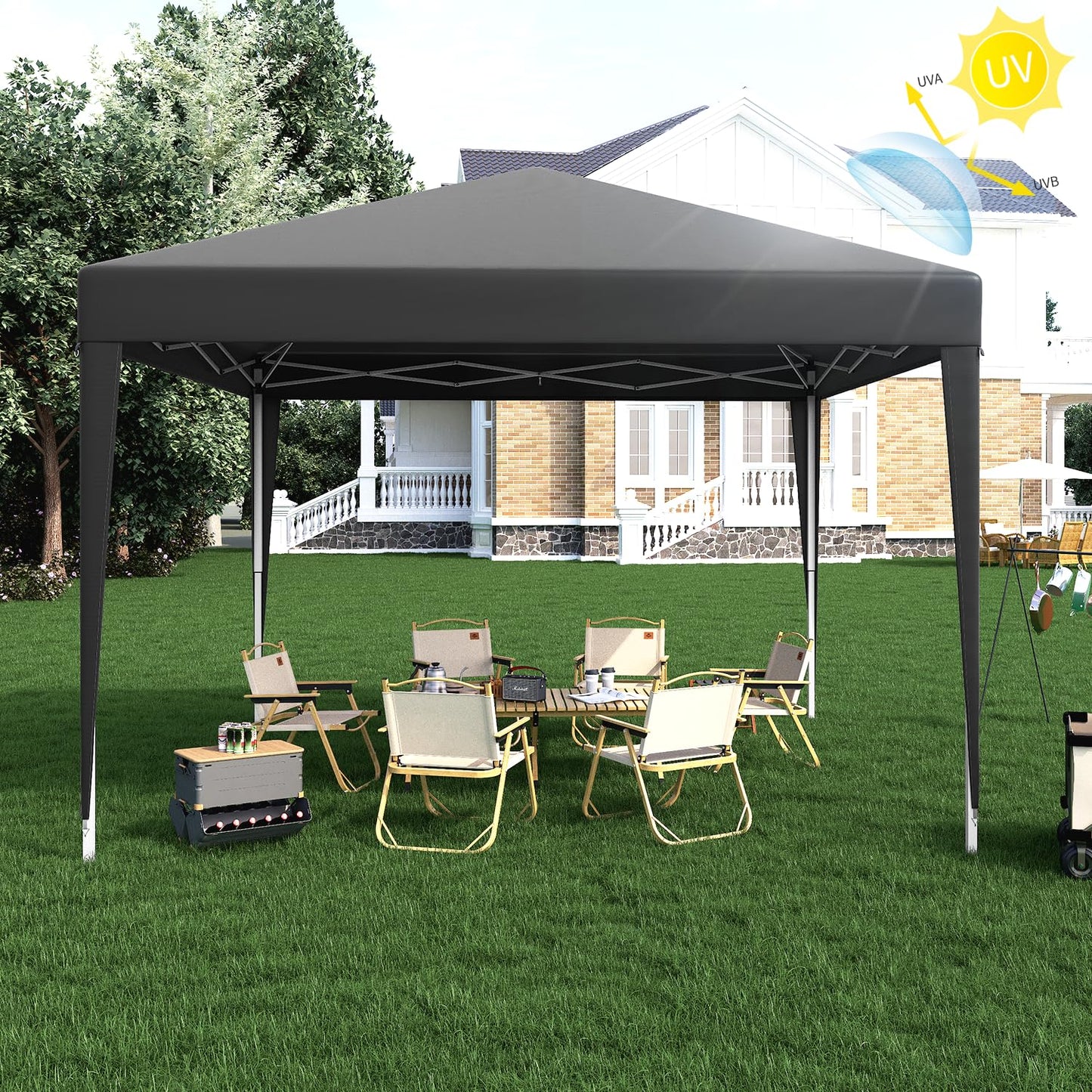 Devoko Pavillon Wasserfest 3x3m Wasserdicht Stabil | Faltpavillon Faltbar Gartenzelt | Pop up Faltbar Partyzelt UV Schutz 50+ | Höhenverstellbar | Metall-Verstrebungen für Camping(Grau)