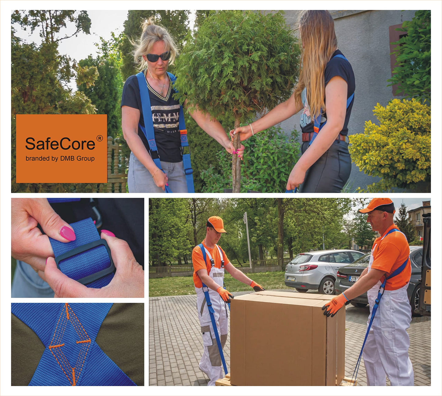 SafeCore - Tragegurte Umzug 2 Personen, Möbel Tragegurt für den Sicheren Transport von Möbeln, Haushaltsgeräten und Anderen Gegenständen, Belastung bis 450 kg, Spannweite von 3 m - Model 1