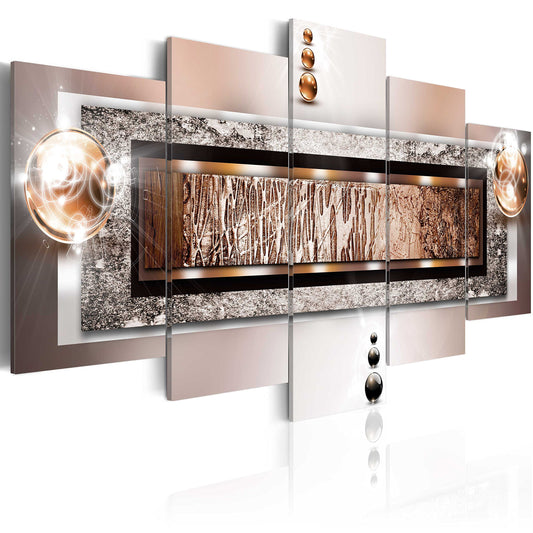 murando - Wandbilder XXL Abstrakt 200x100 cm 5 tlg Wand Deko Leinwand Grosse Bilder Groß Wanddeko Wohnzimmer Schlafzimmer Moderne Kunstdrucke - Textur Perlen Struktur Bronze Beige Glamour 020101-216